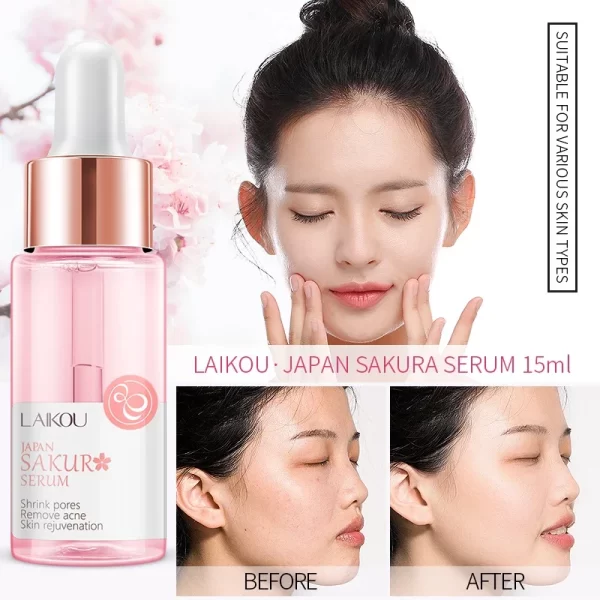 LAIKOU Sakura  Face Essence  Anti Wrinkle  Serum Shrink Pores Anti-Aging Moisturizing Dry Skin Care 17ml - Image 2
