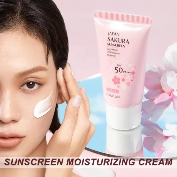 Sakura Sunscreen Cream SPF50 Moisturizing UV Protect Face Body Sunscreen Isolation Lotion Oil Control Reduce Melanin Skin Care - Image 2