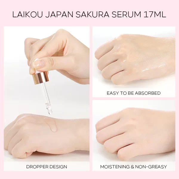 LAIKOU Sakura  Face Essence  Anti Wrinkle  Serum Shrink Pores Anti-Aging Moisturizing Dry Skin Care 17ml - Image 4