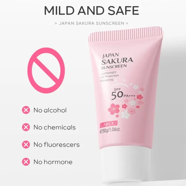 Sakura Sunscreen Cream SPF50 Moisturizing UV Protect Face Body Sunscreen Isolation Lotion Oil Control Reduce Melanin Skin Care - Image 5