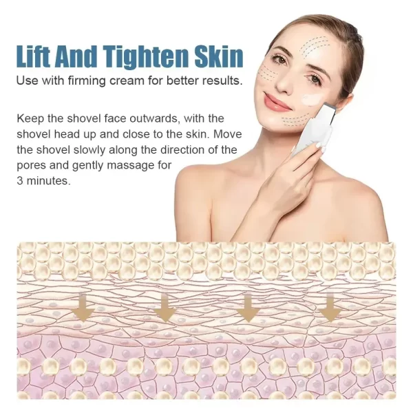 Deep Vibrate Skin Scrubber Facial Cleaner Shovel Spatula Not Ultrasonic Face ScrubberPeeling Blackhead Remover Facial Ma ssager - Image 3