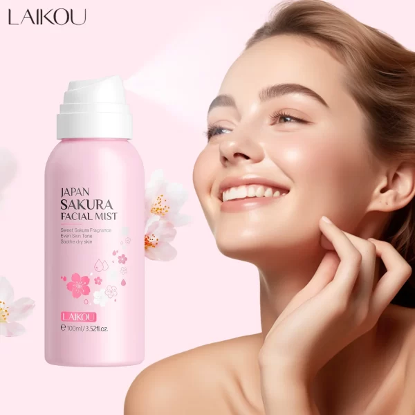 LAIKOU Sakura Facial Mist Brightening Spray Moisturizing Face Serum Brightening Toner Shrink Pores Oil Controlg Skincare 100ml